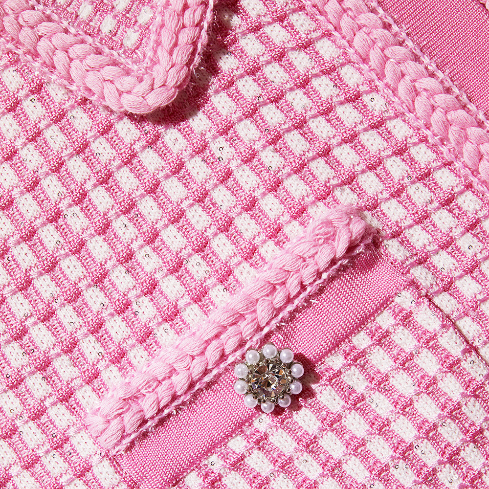 Pink Lurex Knitted Mini Dress