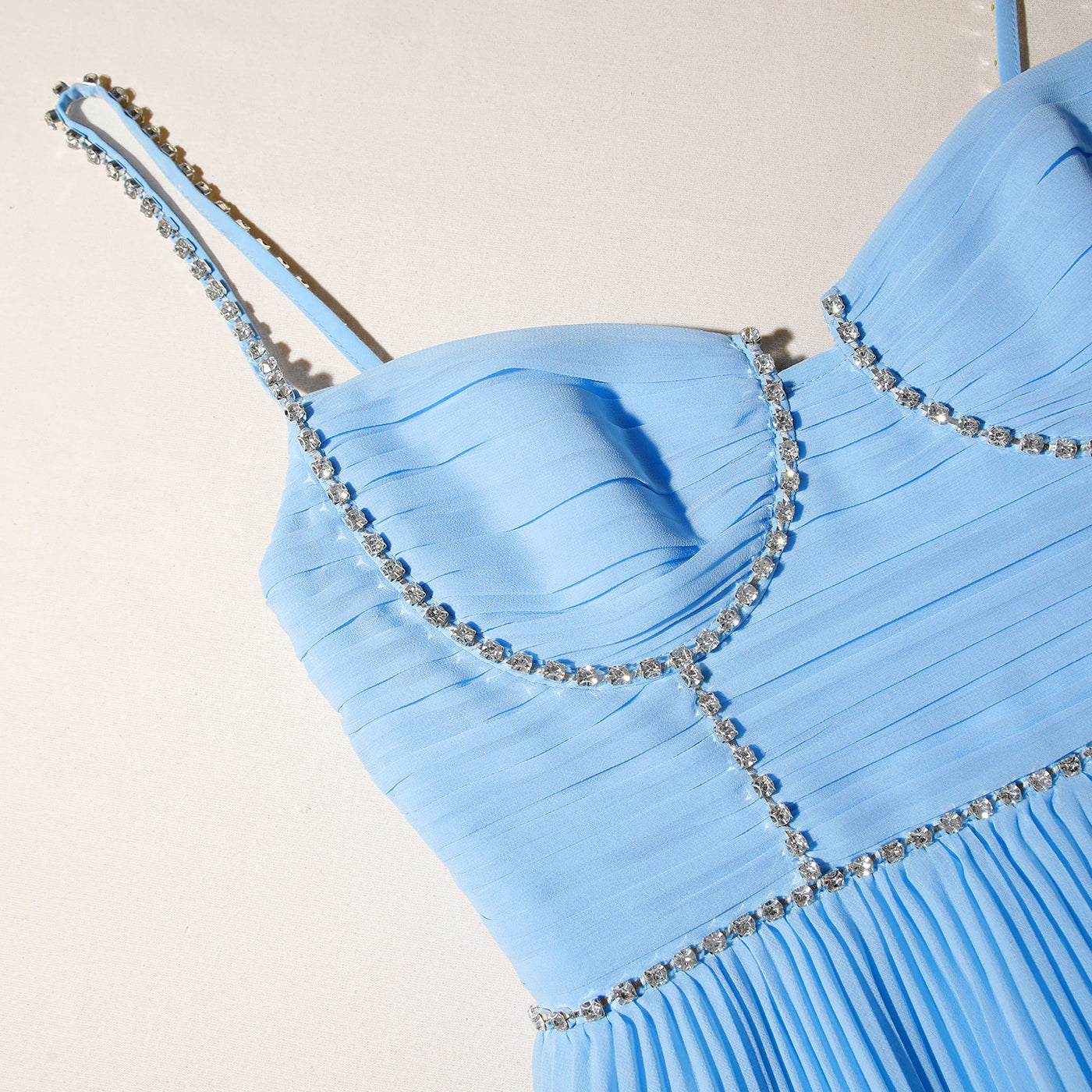 Blue Chiffon Tiered Midi Dress