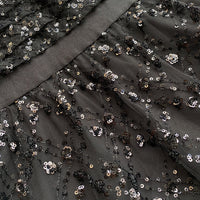 Black Grid Sequin Tiered Maxi Dress